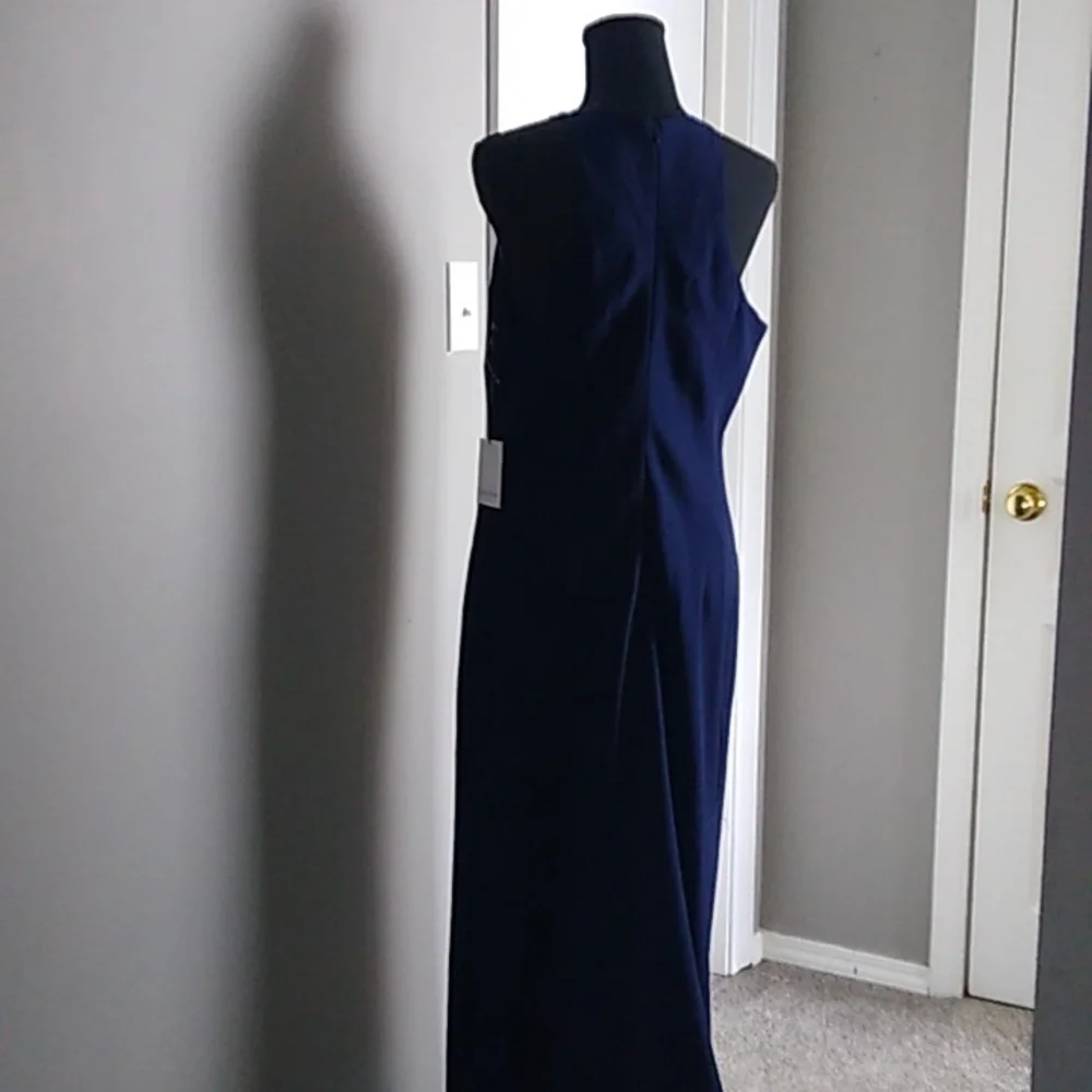 Calvin Klein Womens Maxi Dress Navy Blue Sleeveless Halter size 12 New With Tags - Picture 6 of 15